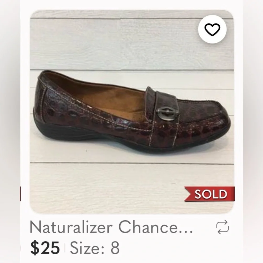 🌞 Naturalizer Brown Gator Croc embossed preppy loafers women size 8